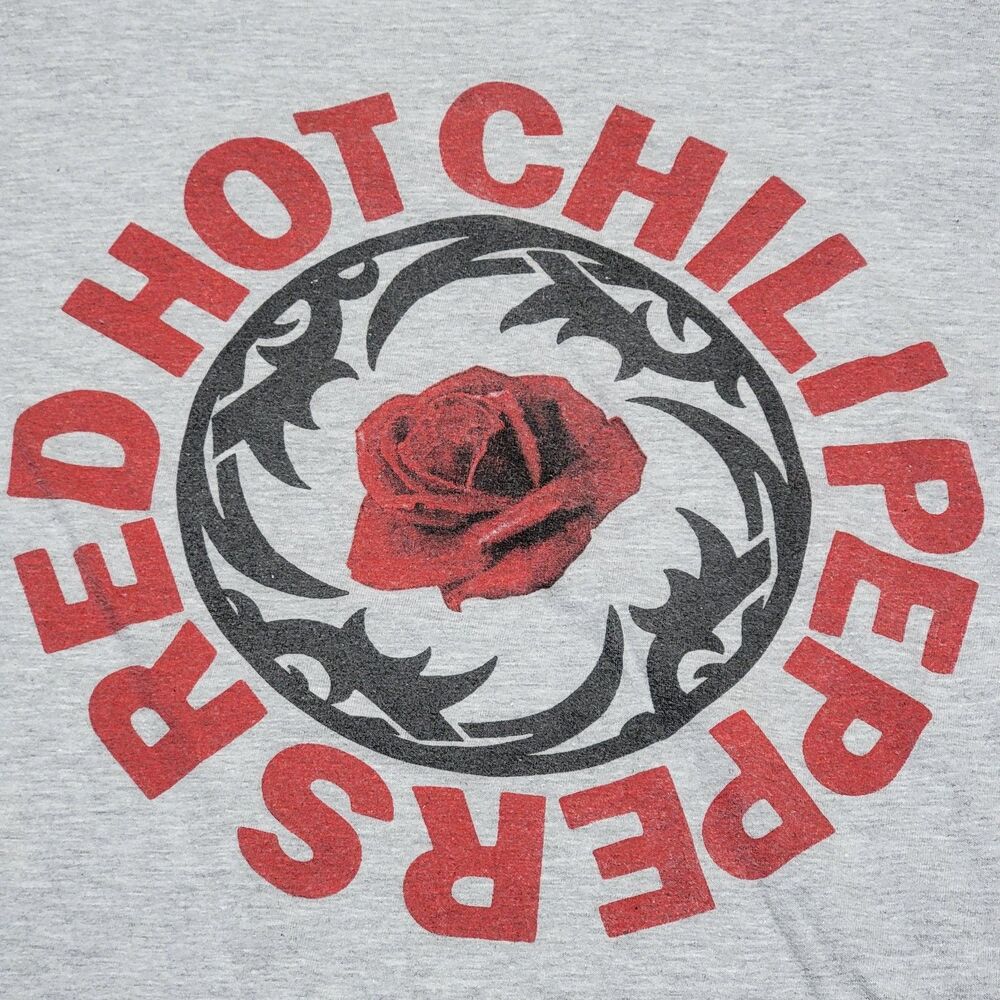 Red Hot Chili Peppers SS Grey Unisex Tee Tribal Circle & Rose - Size Medium